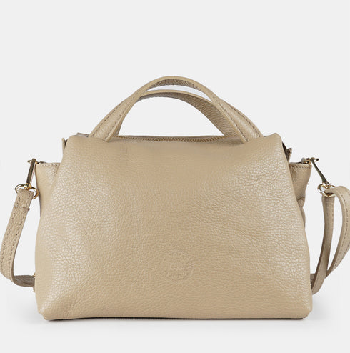 Bolso bandolera para mujer de piel con asas de mano khaki Amelie