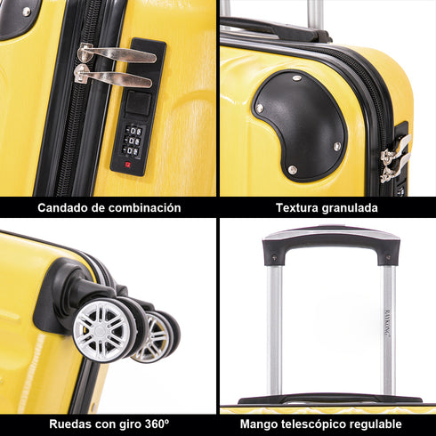 Maleta Cabina 55x40x20cm Policarbonato (44L) - 20 Pulgadas - Amarillo