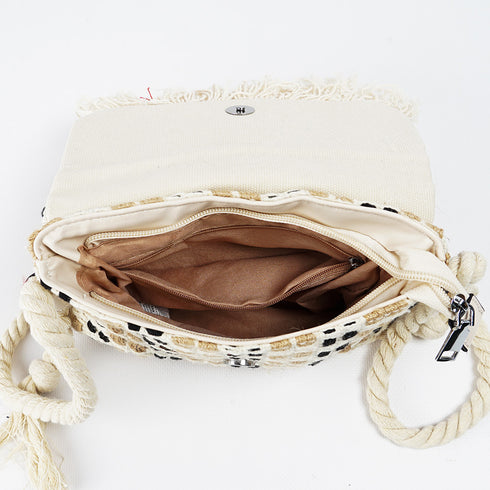 Bolso de rafia trenzado para mujer negro Eugenia