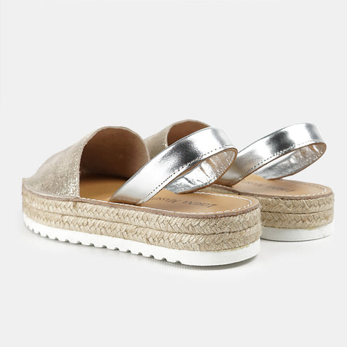 Menorquinas de piel para mujer champán Adara