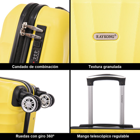 Raykong Maleta Cabina ABS 55x40x20cm (44L) - 20 Pulgadas Amarillo - Waves