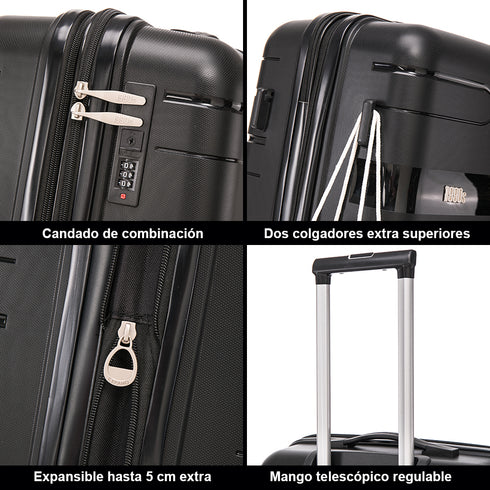 1990s Maleta mediana extensible 65cm Bass Negro