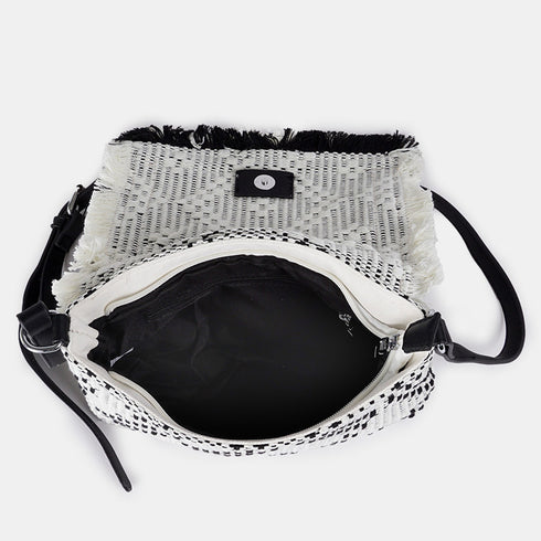 Bolso de bandolera para mujer de lona étnica negro Asya