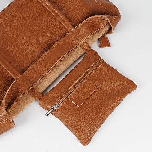 Bolso shopper para mujer de piel para personalizar marrón Luna