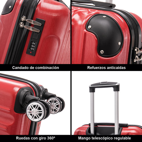 Maleta Cabina 55x40x20cm Policarbonato (44L) - 20 Pulgadas - Burdeos