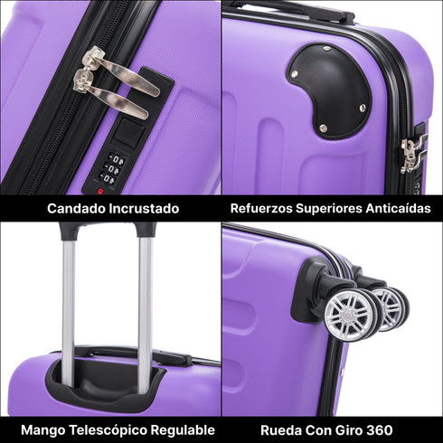Raykong Maleta Cabina ABS 55x40x20cm (44L) Maxima aprovechamiento de espacio - 20 Pulgadas - Morado