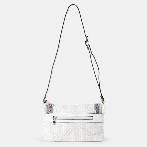 Bolso de bandolera para mujer de lona étnica blanco Asya