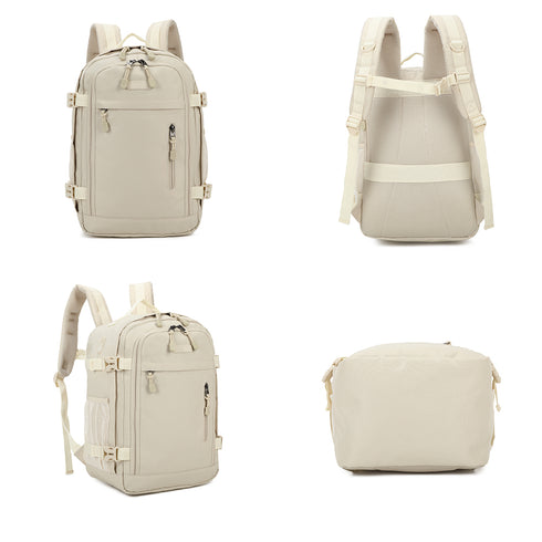 Raykong Mochila De Cabina Ryanair 40x20x25cm (20L) | Mochila De Viaje Impermeable Para Avión | Equipaje De Mano Resistente | Mochila Para Senderismo | Escolar | Trabajo - Beige