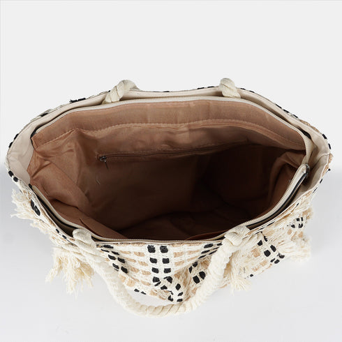 Bolso de rafia trenzado para mujer negro Anastasia