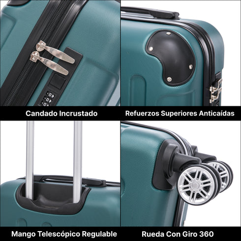 Raykong Maleta Cabina ABS 55x40x20cm (44L) Maxima aprovechamiento de espacio - 20 Pulgadas - Verde oscuro