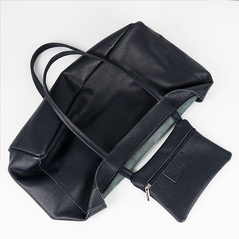 Bolso shopper para mujer de piel para personalizar azul marino Luna