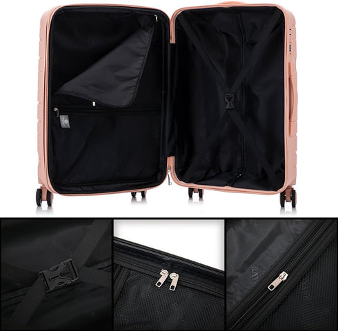 1990s Maleta de cabina 55x38x22 cm (44L) Polipropileno - Candado Incrustado - 20 Pulgadas - Rosa Claro- Bass