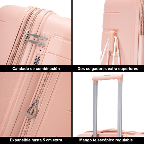 1990s Maleta Grande 75cm extensible - Bass (Rosa Claro)