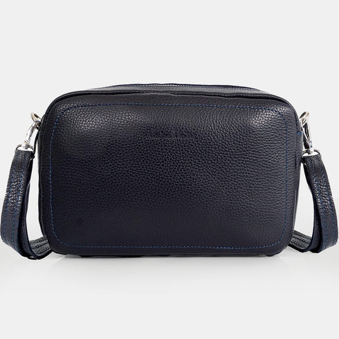 Bolso de bandolera con doble cremalleras Azul marino Cora