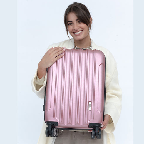 Maleta Cabina 55x39x21cm Policarbonato 45L - 20 Pulgadas RosaDorada - Seda