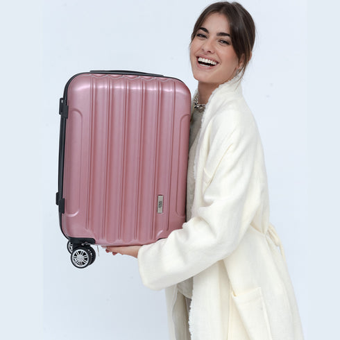 Maleta Cabina 55x39x21cm Policarbonato 45L - 20 Pulgadas RosaDorada - Seda