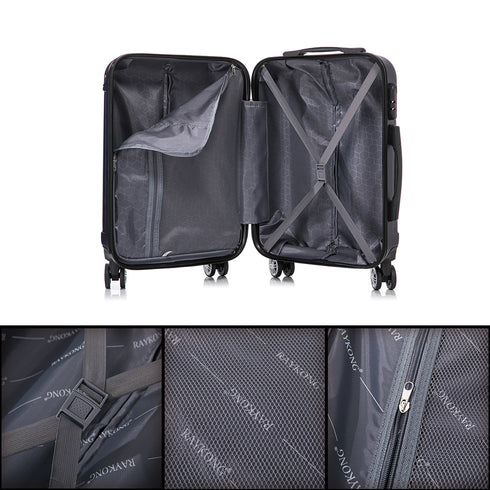 RAYKONG Maleta Mediana ABS 66x43x25cm | 71L | 24 Pulgadas | hasta 23kg semirígidas - AzulMarino