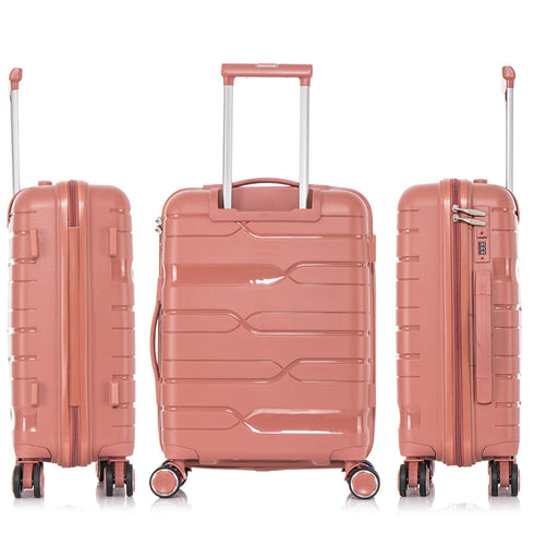 Maleta de cabina 55x38x22 cm (44L) Polipropileno - Candado Incrustado - 20 Pulgadas - Rosa dorado - Bass