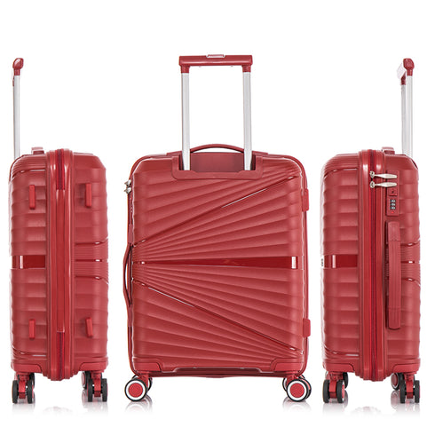 Maleta de cabina 55x39x21.5 cm (46L) Polipropileno - Candado Incrustado - 20 Pulgadas - Burdeos - Chocolate