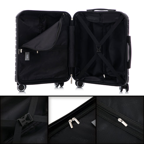 RAYKONG Maleta Grande Expandible ABS+Policarbonato 75x49x31cm - 33.50cm Extendido | 114L - 123L | 28 Pulgadas | 25kg semirígidas candado combinación - Negro