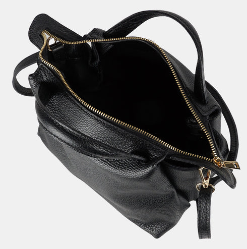 Bolso bandolera para mujer de piel con asas de mano negro Amelie