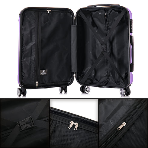 RAYKONG Maleta Mediana ABS 66x43x25cm | 71L | 24 Pulgadas | hasta 23kg semirígidas - Morado