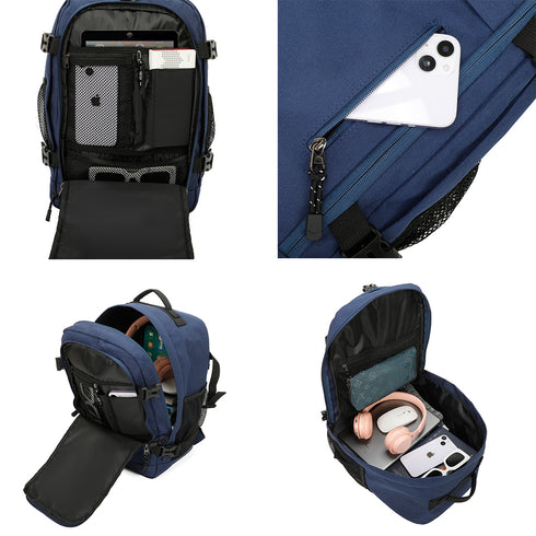 Raykong Mochila De Cabina Ryanair 40x20x25cm (20L) | Mochila De Viaje Impermeable Para Avión | Equipaje De Mano Resistente | Mochila Para Senderismo | Escolar | Trabajo - Azul Marino