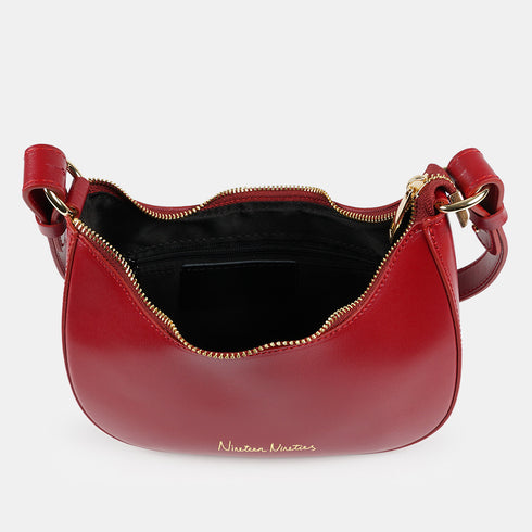 Bolso de hombro para mujer de piel saffiano con bandolera larga rojo Maribel