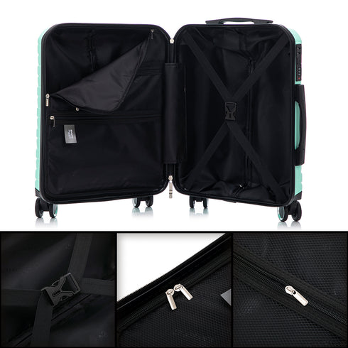 RAYKONG Maleta Mediana Expandible ABS+Policarbonato 66x45x27.50cm - 30cm Extendido | 82L - 90L | 24 Pulgadas |23kg semirígidas candado combinación - Menta