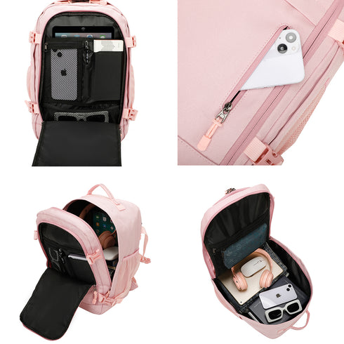 Raykong Mochila De Cabina Ryanair 40x20x25cm (20L) | Mochila De Viaje Impermeable Para Avión | Equipaje De Mano Resistente | Mochila Para Senderismo | Escolar | Trabajo - Rosa