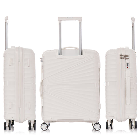 Maleta de cabina 55x39x21.5 cm (46L) Polipropileno - Candado Incrustado - 20 Pulgadas - Blanco - Chocolate