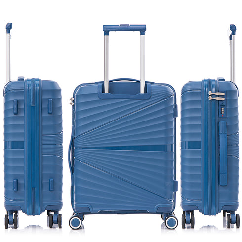 Maleta de cabina 55x39x21.5 cm (46L) Polipropileno - Candado Incrustado - 20 Pulgadas - Azul marino - Chocolate