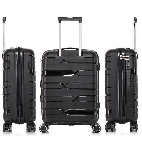 Maleta de cabina 55x38x22 cm (44L) Polipropileno - Candado Incrustado - 20 Pulgadas - Negro - Bass