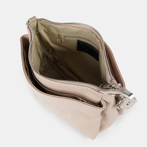 Bolso bandolera de piel para mujer con asa corta rosa claro Martina