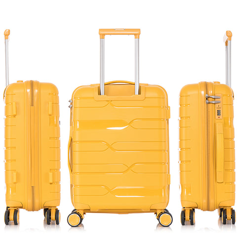 Maleta de cabina 55x38x22 cm (44L) Polipropileno - Candado Incrustado - 20 Pulgadas - Amarillo - Bass