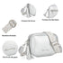Bolso bandolera mujer pequeño de cuero PU dos compartimentos y dos bandoleras, bolso mensajero para cruzar polipiel regalo original para mujer - Plata