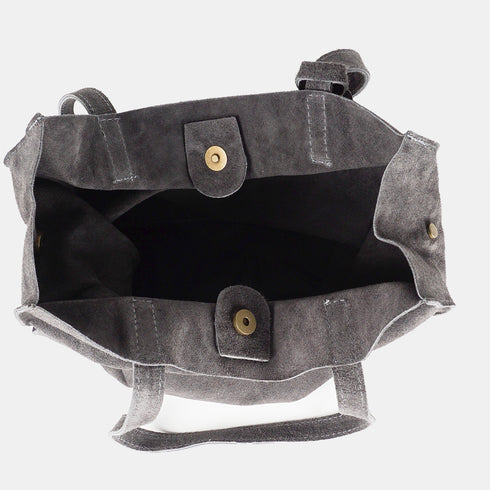 Bolso tote de piel serraje liso de mujer gris Cloe