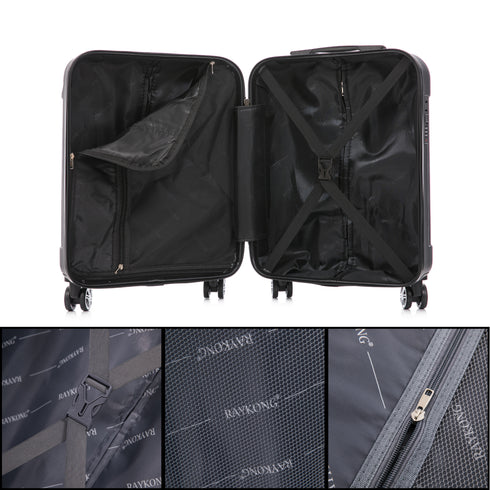 Raykong Maleta Cabina ABS 55x40x20cm (44L) Maxima aprovechamiento de espacio - 20 Pulgadas - Negro