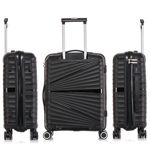 Maleta de cabina 55x39x21.5 cm (46L) Polipropileno - Candado Incrustado - 20 Pulgadas - Negro - Chocolate