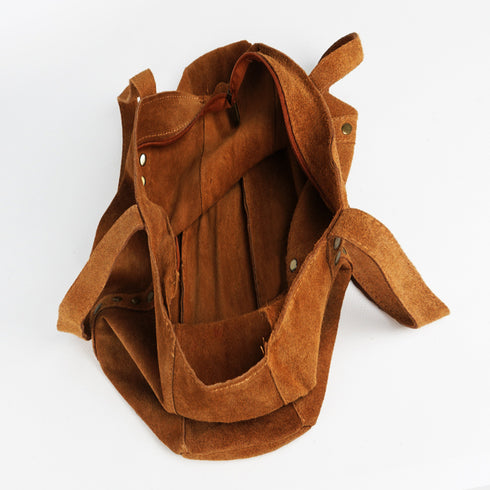 Bolso shopper para mujer de piel para personalizar con tachuelas marrón oscuro Alexandra