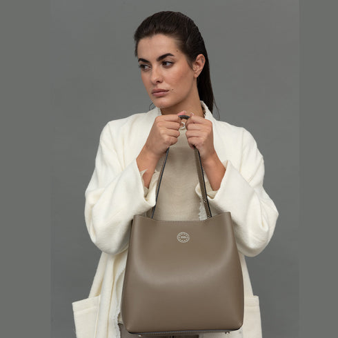 Bolso Hobo de Piel Khaki para Mujer - Leticia