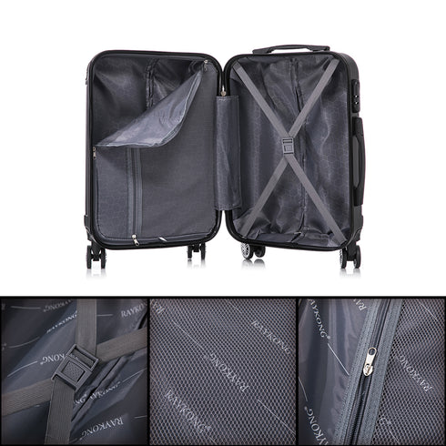 RAYKONG Maleta Mediana ABS 66x43x25cm | 71L | 24 Pulgadas | hasta 23kg semirígidas - Negro