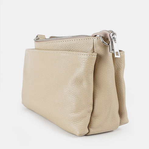 Bolso bandolera de piel para mujer con asa corta khaki Martina