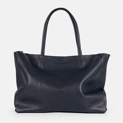 Bolso shopper para mujer de piel para personalizar azul marino Luna
