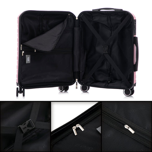 RAYKONG Maleta de Cabina 55x40x20cm Policarbonato (40L) semirígida Trolley pequeño Equipaje de Mano 4 Ruedas giratorios a 360º Cierre numérico-Rosa