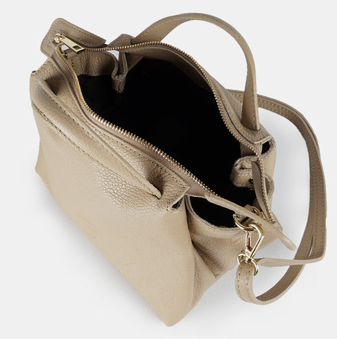 Bolso bandolera para mujer de piel con asas de mano khaki Amelie