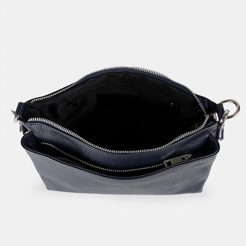 Bolso bandolera de piel para mujer con asa corta azul marino Martina