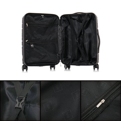 Maleta de cabina 55x38x22 cm (44L) Polipropileno - Candado Incrustado - 20 Pulgadas - Negro - Bass