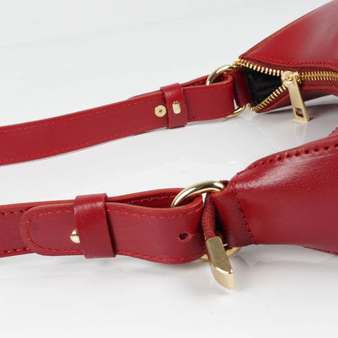 Bolso de hombro para mujer de piel saffiano con bandolera larga rojo Maribel