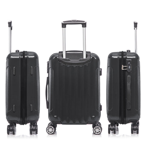 1990s Juego de Maletas Policarbonato Rígida 3 Piezas|Maleta Cabina 55cm|Maleta Mediana 68cm|Neceser 29cm|Negro